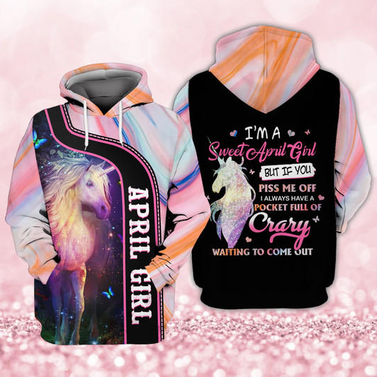 FUNSTUFFPRINT  April Girl (Unicorn) - 3D Full Print    3D Hoodie and Zip Hoodie