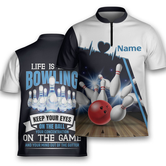 Custom Life Is Like Bowling Keep Your Eyes On The Balls Bowling Jersey Shirt Flame Bowling Polo