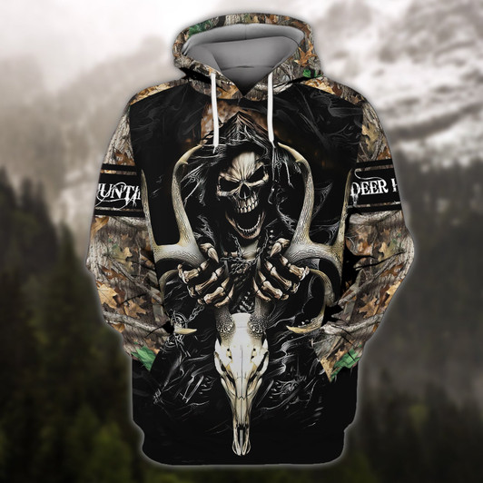 FUNSTUFFPRINT  Skull - Deer Hunting    3D Hoodie and Zip Hoodie