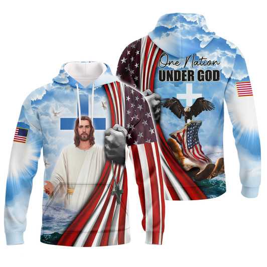 FUNSTUFFPRINT  One Nation Under God - 3D Full Print   3D Hoodie and Zip Hoodie