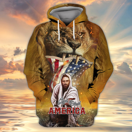 FUNSTUFFPRINT God bless America 3D full print shirt Gift for Christian    3D Hoodie and Zip Hoodie