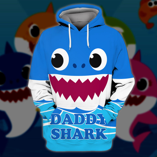 FUNSTUFFPRINT  Daddy Shark Doo Doo Doo   3D Hoodie and Zip Hoodie