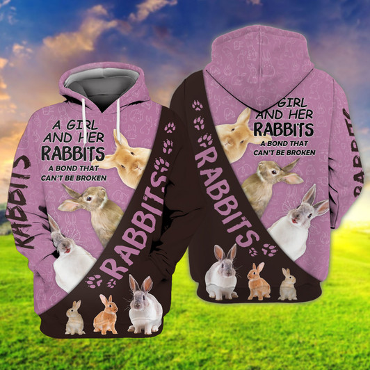 FUNSTUFFPRINT Rabbit 3D01 3D Hoodie and Zip Hoodie