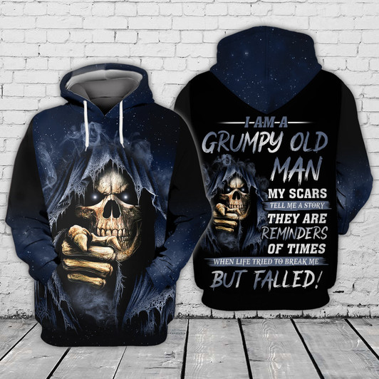 FUNSTUFFPRINT Grumpy Old Man  3D Hoodie and Zip Hoodie