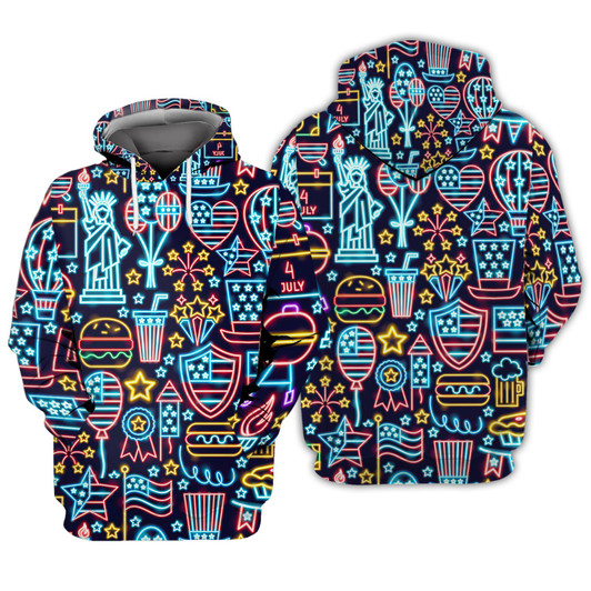 FUNSTUFFPRINT Independence Day Light  3D Hoodie and Zip Hoodie