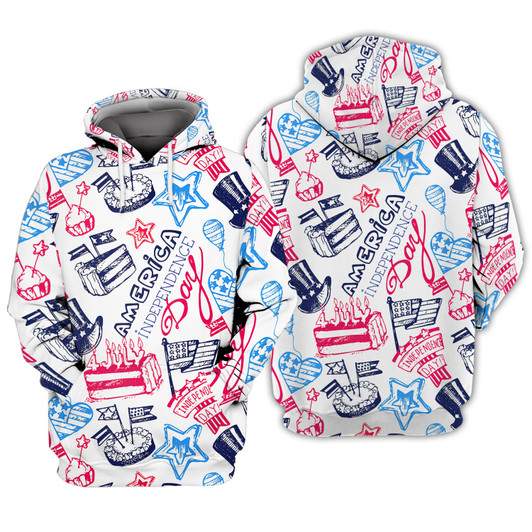 FUNSTUFFPRINT Independence American  3D Hoodie and Zip Hoodie