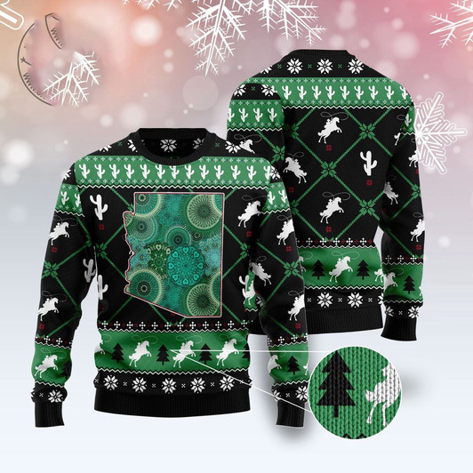 FUNSTUFFPRINT Arizona Usa Symbols Pattern Ugly Christmas Sweater, Christmas Sweater, Ugly Sweater, Funny Xmas Sweaters Ugly  Sweater