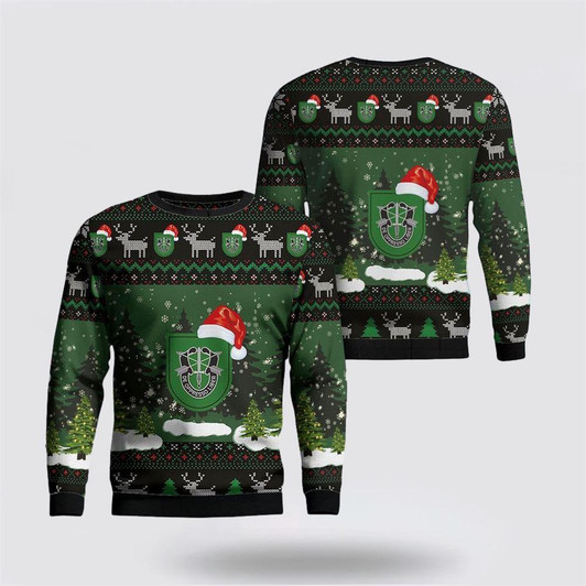 FUNSTUFFPRINT Army Sweater, US Army 10th Special Forces Group (10th SFG) Christmas Sweater  Ugly  Sweater