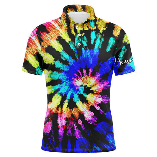 Custom Golf Men Polo Shirt - Custom Name Tie Dye Pattern Apparel - Personalized Gift For Golf Lover, Men, Husband, Team, Boyfriend