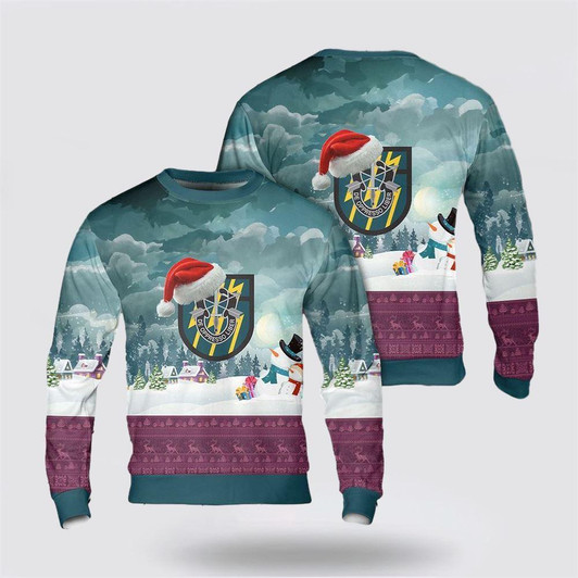 FUNSTUFFPRINT Army Sweater, US Army 12th Special Forces Group (12th SFG) Christmas Sweater  Ugly  Sweater