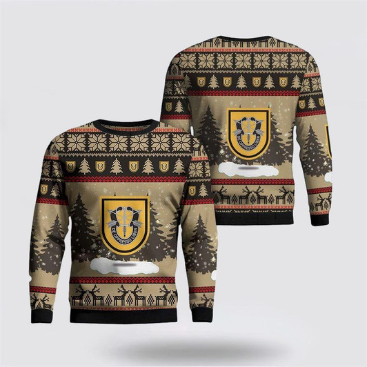 FUNSTUFFPRINT Army Sweater, US Army 1st Special Forces Group (1st SFG) Christmas Sweater  Ugly  Sweater