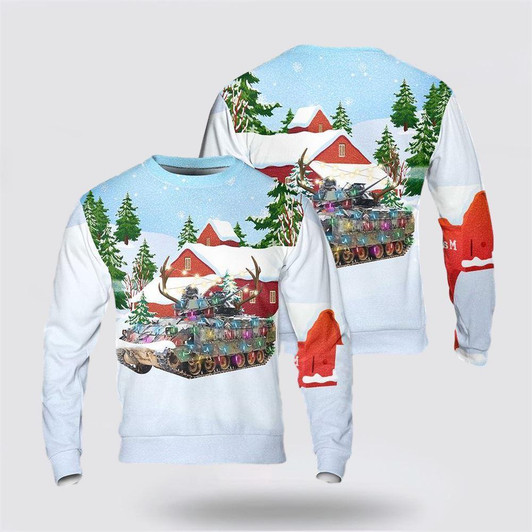 FUNSTUFFPRINT Army Sweater, US Army M2A2 ODS Bradley Infantry Fighting Vehicle Christmas Sweater Ugly  Sweater