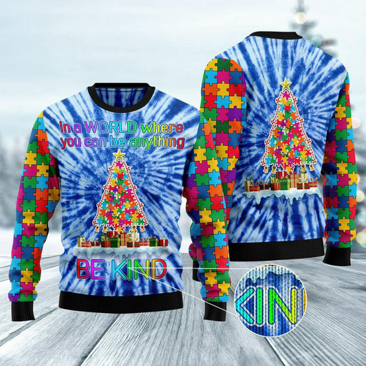 FUNSTUFFPRINT Autism Christmas Tree Ugly Christmas Sweater, Xmas Tree Sweater, Christmas Sweater  Ugly  Sweater