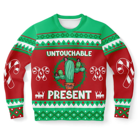 FUNSTUFFPRINT Cactus Untouchable Ugly Christmas Sweater, Christmas Sweater, Ugly Sweater, Funny Xmas Sweaters Ugly  Sweater