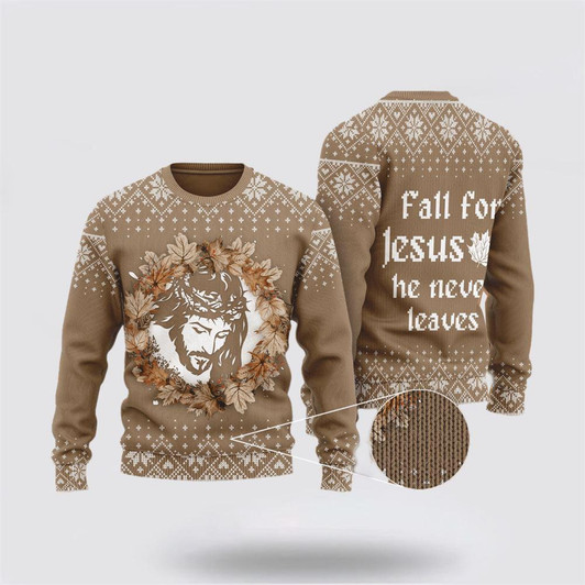 FUNSTUFFPRINT Christian Ugly Christmas Sweater, Christian Autumn Maple Flower Ugly Christmas Sweater, Religious Christmas Sweaters Ugly  Sweater