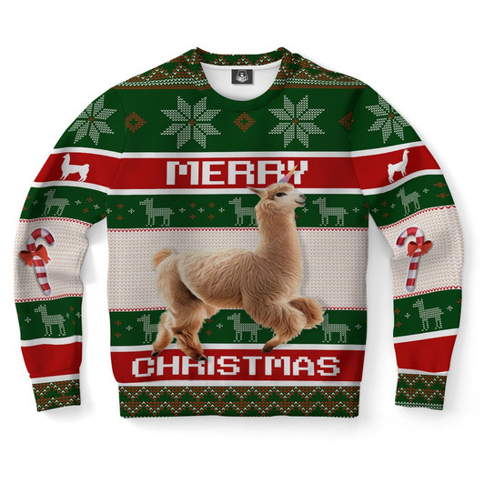 FUNSTUFFPRINT Dancing Llama Ugly Christmas Sweater, Christmas Sweater, Ugly Sweater, Funny Xmas Sweaters Ugly  Sweater