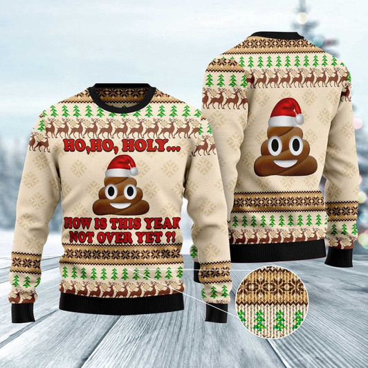 FUNSTUFFPRINT Ho Ho Hoy How Is This Year Not Over Yet Ugly Christmas Sweater, Christmas Sweater, Ugly Sweater, Funny Xmas Sweaters Ugly  Sweater