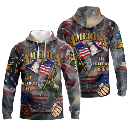 FUNSTUFFPRINT  Independence American Let Freedom Reign 3D Hoodie and Zip Hoodie