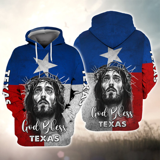 FUNSTUFFPRINT God Bless Texas  3D Hoodie and Zip Hoodie