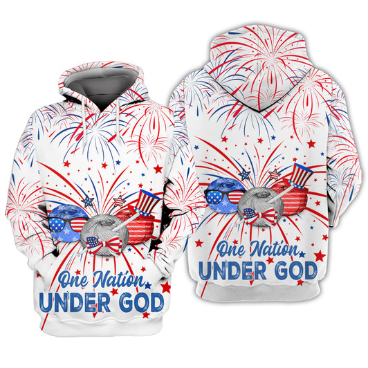 FUNSTUFFPRINT Independence Day Is Coming Crochet One Nation Under God  3D Hoodie and Zip Hoodie