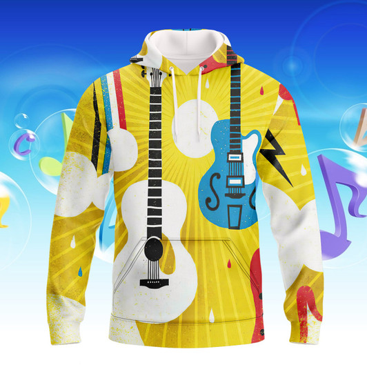 FUNSTUFFPRINT Guitar - Full Print   3D Hoodie and Zip Hoodie