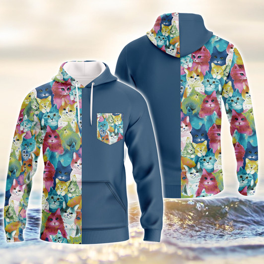 FUNSTUFFPRINT Cat- Full Print  3D Hoodie and Zip Hoodie