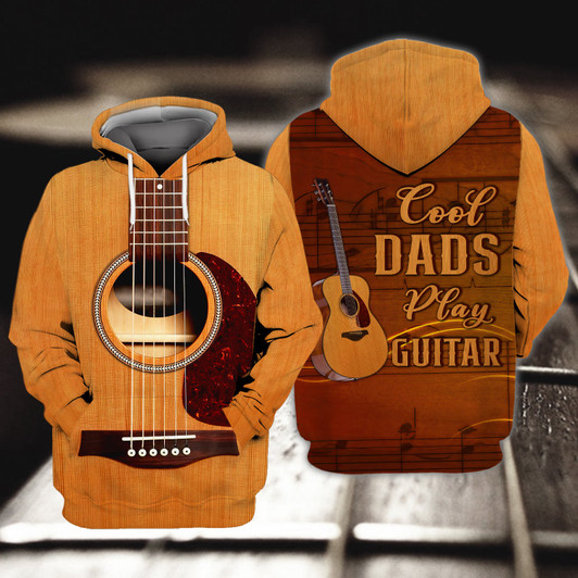 FUNSTUFFPRINT Guitar, Cool Dads Play Guitar  3D Hoodie and Zip Hoodie
