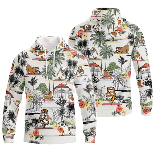 FUNSTUFFPRINT  Yoga Pug - Full Print HTL 3D Hoodie and Zip Hoodie