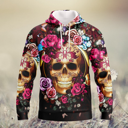 FUNSTUFFPRINT Sugar Skull - Full Print Tad 01 3D Hoodie and Zip Hoodie