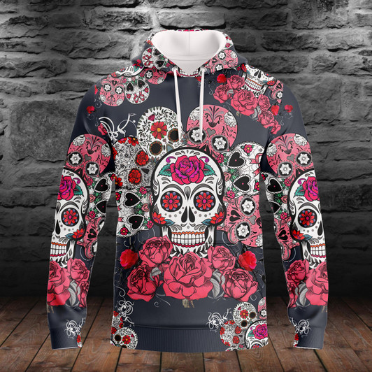 FUNSTUFFPRINT  Sugar Skull - 3D Full Print Tad 02 3D Hoodie and Zip Hoodie