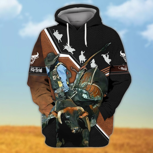FUNSTUFFPRINT  BULL RIDING - Full Printed Shirt 01 3D Hoodie and Zip Hoodie