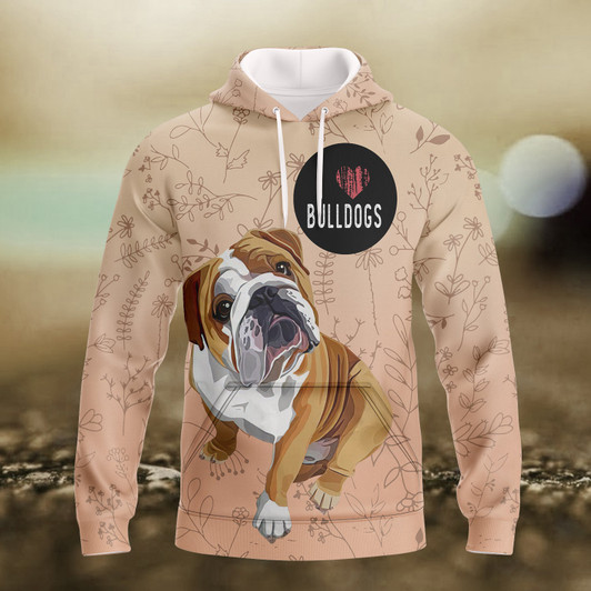 FUNSTUFFPRINTBulldog Full Print   3D Hoodie and Zip Hoodie