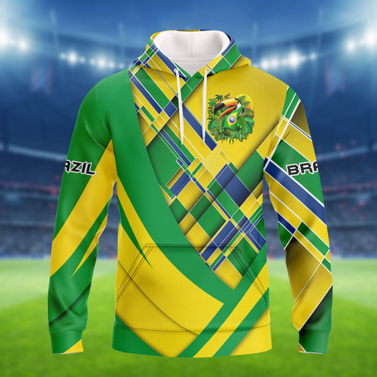FUNSTUFFPRINT  Brazil Fans Toucan Design  3D Hoodie and Zip Hoodie