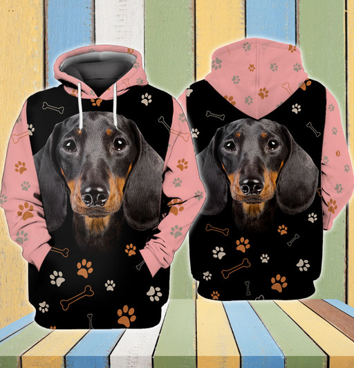 FUNSTUFFPRINT Dachshund And Pink  3D Hoodie and Zip Hoodie