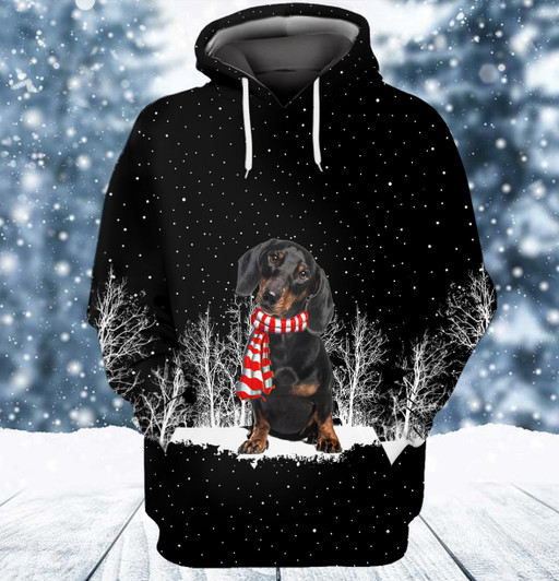 FUNSTUFFPRINT Dachshund And Winter Night    3D Hoodie and Zip Hoodie