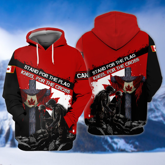 FUNSTUFFPRINT Knell For The Cross Remembrance Day Veterans Canada  3D Hoodie and Zip Hoodie