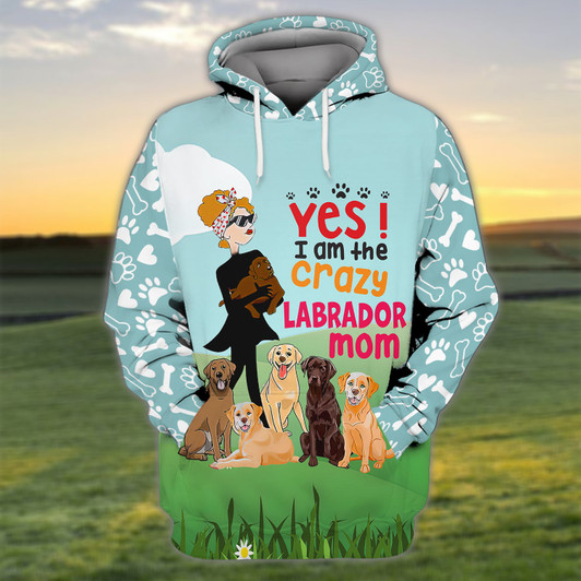 FUNSTUFFPRINT  I'm The Crazy Labrador Mom 3D Shirt For Labrador Retriever Dog Lovers  3D Hoodie and Zip Hoodie