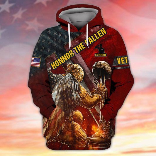 FUNSTUFFPRINT Honor The Fallen US Veteran  3D Hoodie and Zip Hoodie