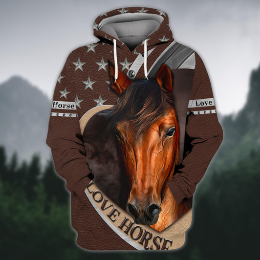 FUNSTUFFPRINT Brown Horse 3D Shirts Design, Love Horse  3D Hoodie and Zip Hoodie