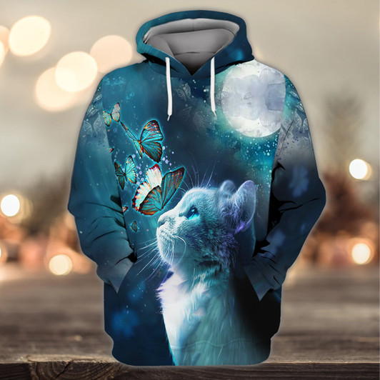 FUNSTUFFPRINT- Butterfly Cats 3D Shirts Design  3D Hoodie and Zip Hoodie