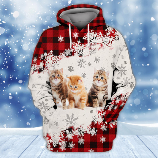 FUNSTUFFPRINT Never Walk Alone Christmas Cats  3D Hoodie and Zip Hoodie