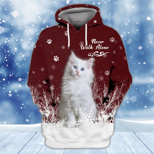 FUNSTUFFPRINT Love Cat, Merry Christmas  3D Hoodie and Zip Hoodie