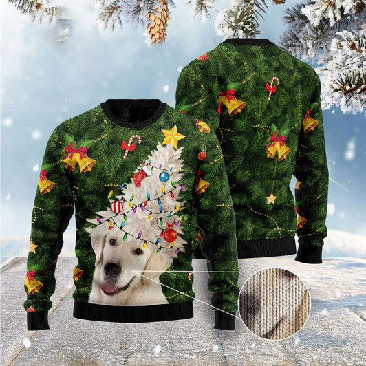 FUNSTUFFPRINT Labrador Retriever Noel Tree Ugly Christmas Sweater, Xmas Tree Sweater, Christmas Sweater Ugly  Sweater