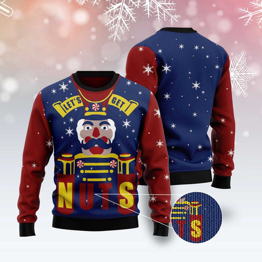 FUNSTUFFPRINT Let’S Get Nuts Nutcracker Ugly Christmas Sweater, Christmas Sweater, Ugly Sweater, Funny Xmas Sweaters Ugly  Sweater