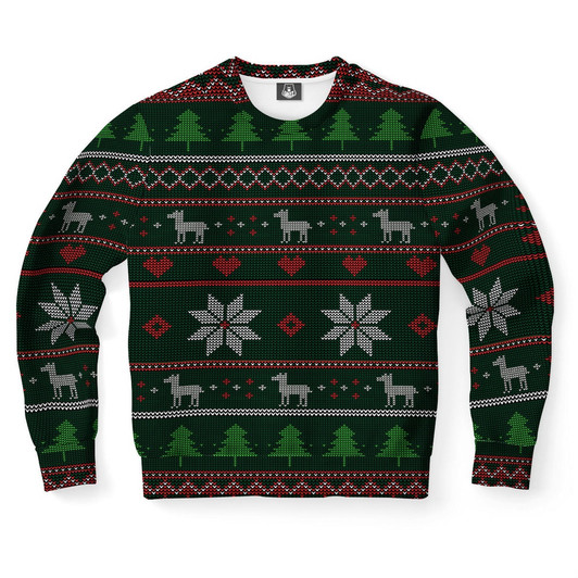 FUNSTUFFPRINT Llama Pattern Ugly Christmas Sweater, Christmas Sweater, Ugly Sweater, Funny Xmas Sweaters Ugly  Sweater