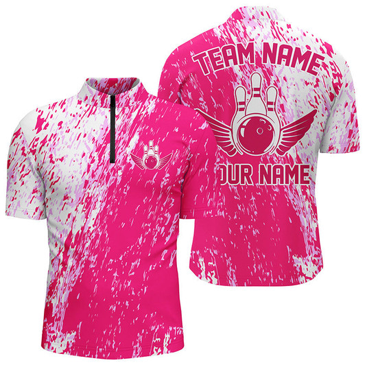 Custom Personalized Bowling Shirts For Men And Women, Team Bowling Jerseys Bowling Pin Water Color