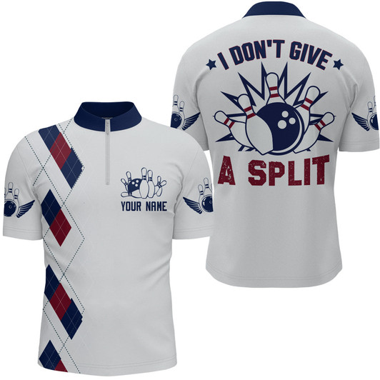 Custom I Don't Give A Split Bowling Quarter-Zip Shirt Men Custom American Bowling Jersey