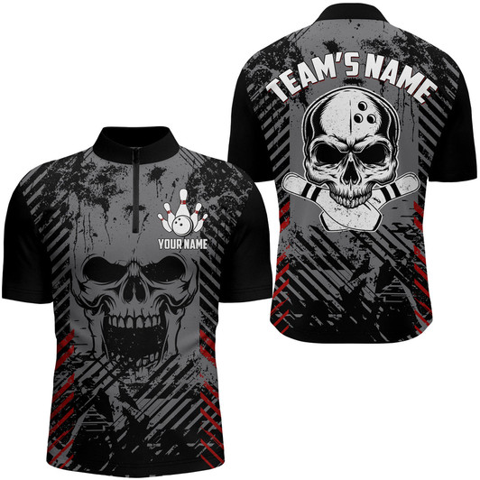 Custom Personalized Skull Bowling Shirt for Men Custom Team's Name Bowling Jersey Shirt, Skull Bowling Jersey