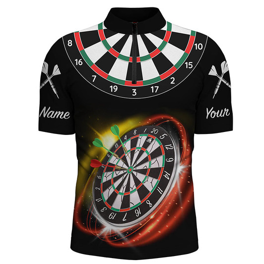 Custom Personalized Red Black Mens Darts Quarter-Zip Shirt Custom Name Cool Darts Jersey For Men
