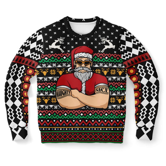 FUNSTUFFPRINT Naughty Santa Bouncer Ugly Christmas Sweater, Christmas Sweater, Ugly Sweater, Funny Xmas Sweaters Ugly  Sweater